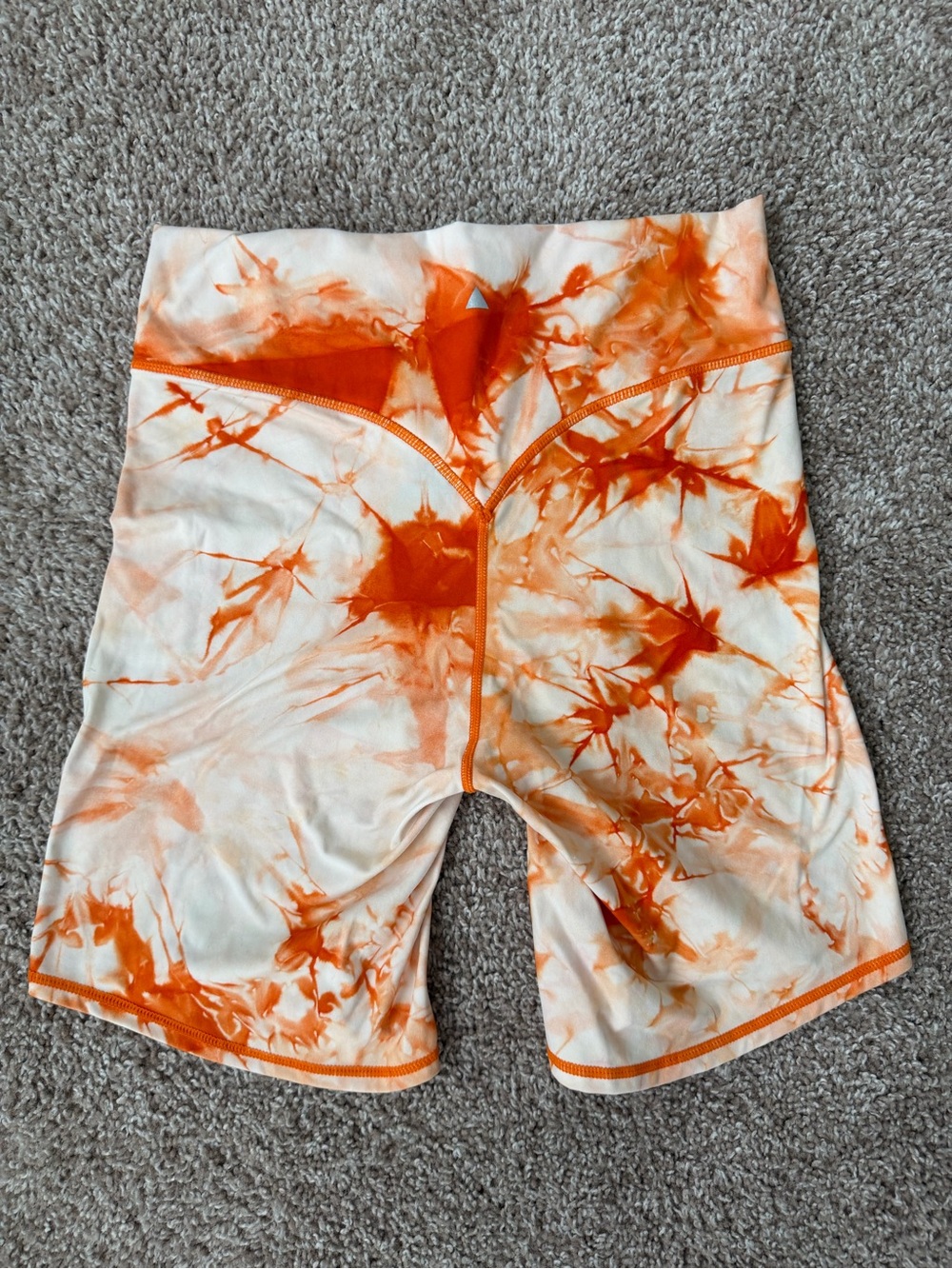 Balance Athletica Women's White & Orange Tie-Dye Bike Shorts
